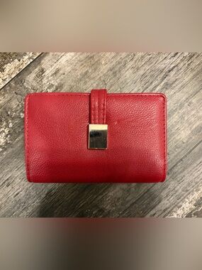 Safe Keeper Red Leather Women's Wallet with Gold Accent